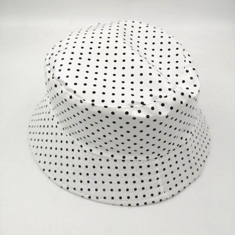 Reversible Waterproof Bucket Hat For Women Rain hat Fishing Dot Caps Hat Two Side Cap Female H3: White