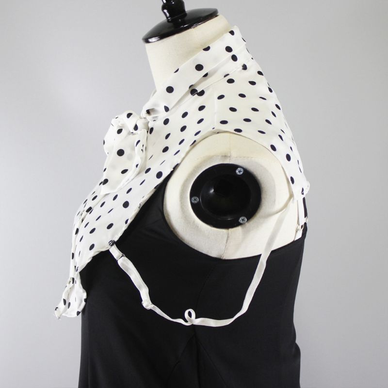 Vrouwen Classic Bowtie Nep Kraag Ketting Polka Dot Afneembare Half-Shirt Blouse 85WB