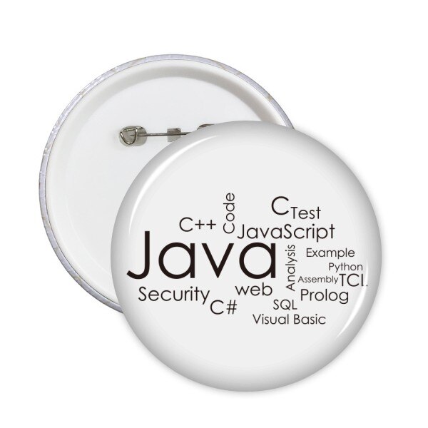 Programmer Program Related Java Round Pins Badge Button Clothing Decoration 5pcs