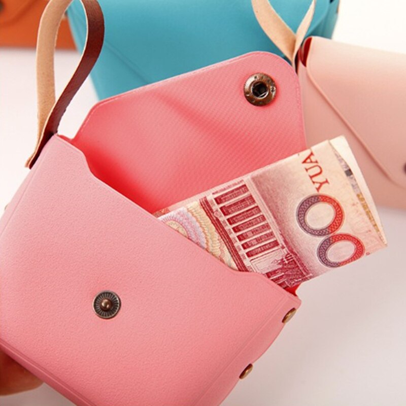 1Pc Pu Leer Mode Vrouwen Portemonnee Mini Draagbare Meisjes Portemonnee Handtas Key Case Candy Kleur