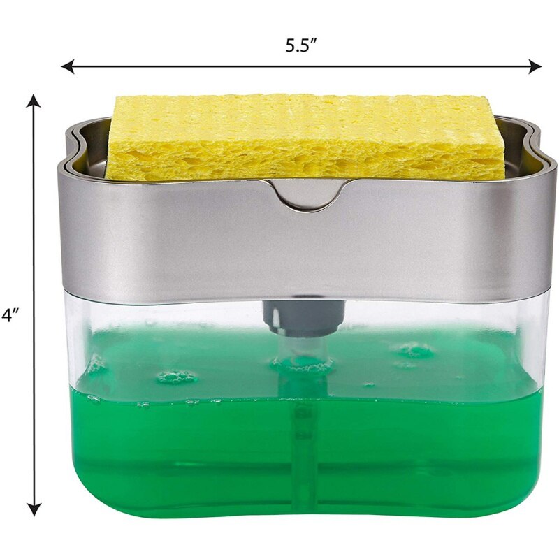 Distributeur de savon liquide pour la cuisine, distributeur de savon liquide, distributeur de savon de cuisine avec porte-éponge, caddie à éponge, distributeur de pompe à savon