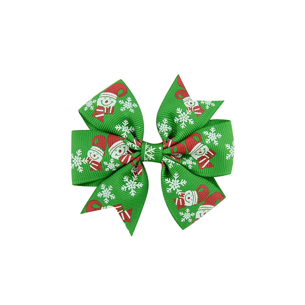 Kerst babymeisje strik haarspeld alligatorklemmen meisjes lint kinderhoofddeksels 6 haaraccessoires: Groen 3