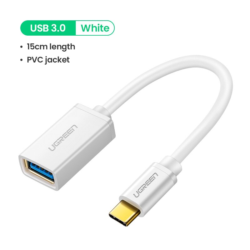 Ugreen Usb C Naar Usb Adapter Otg Kabel Usb Type C Male Naar Usb 2.0 3.0 Vrouwelijke Kabel Adapter Voor macbook Pro Samsung Type-C Adapter: USB 3.0 PVC White