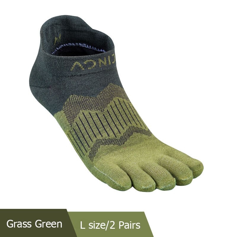 2 Pairs Aonijie E4810 Ultra Run Vijf Teen Sokken Low Cut Sokken Toesocks Voor Running Marathon Trail: Grass Green L size