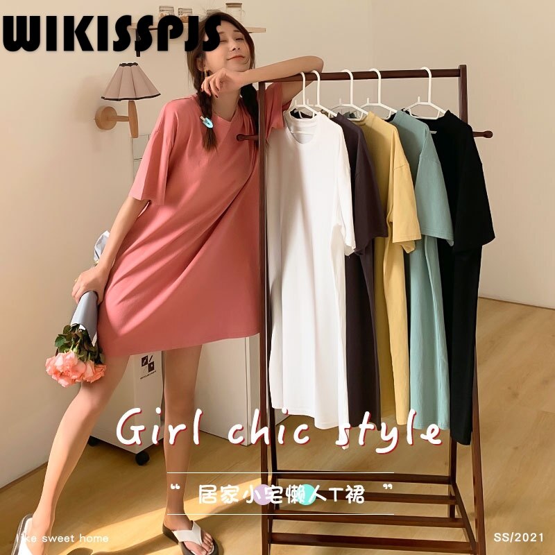 2022 Pyjama Romper Plus Size Katoen Effen Zomer Lui T Rok Thuis Service Losse Home Dames Nachthemd Nachtkleding