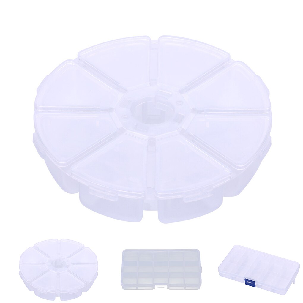 elenxs 8/10/15 Grid Fishing Clear Storage Box Transparent Fish Hook Organizer Plastic Jewelry Container