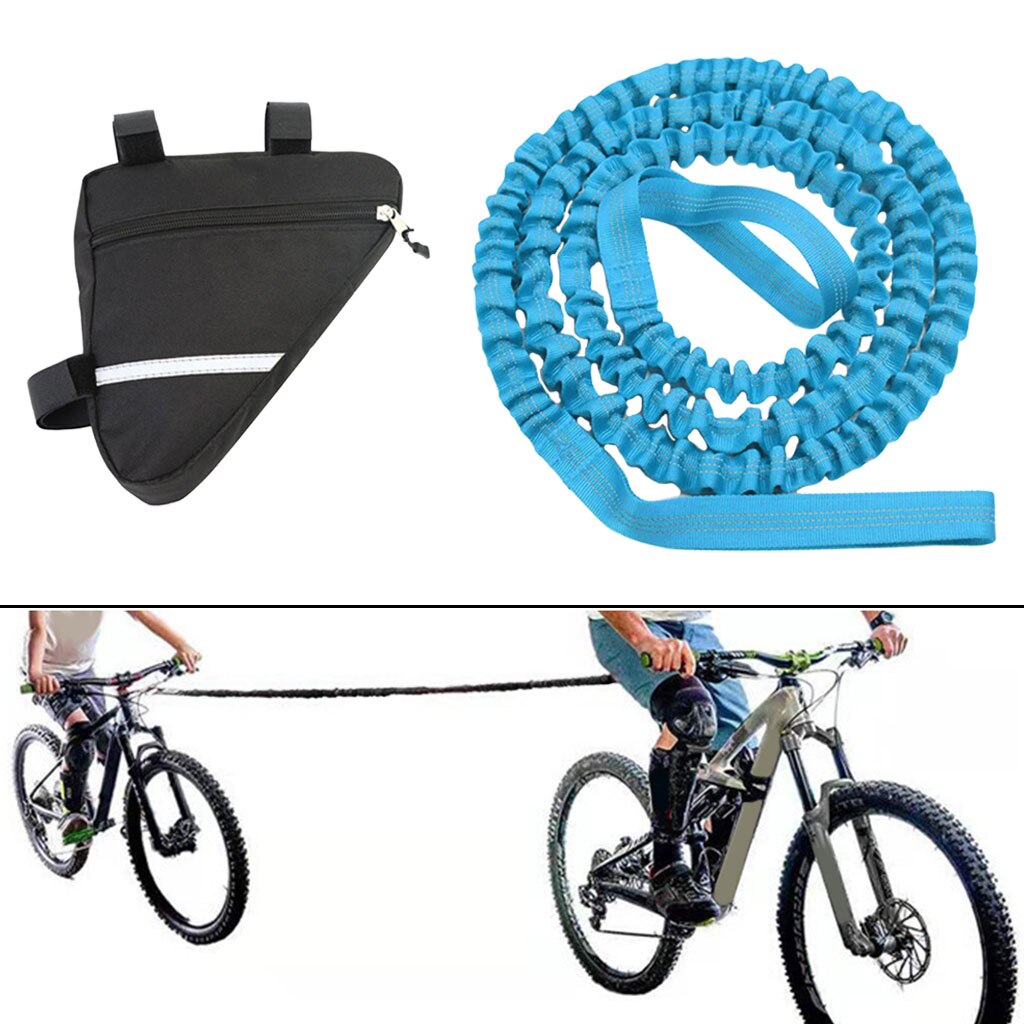 Corde de traction élastique pour vélo, vtt, cyclisme, attache arrière: Blue