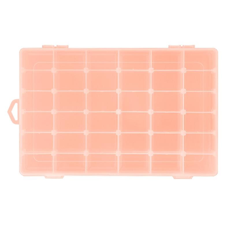 Plastic Organizer Rectangle 36 Compartment Storage Box Adjustable Bead Container Rings Jewelry Case Home Organizer: Orange