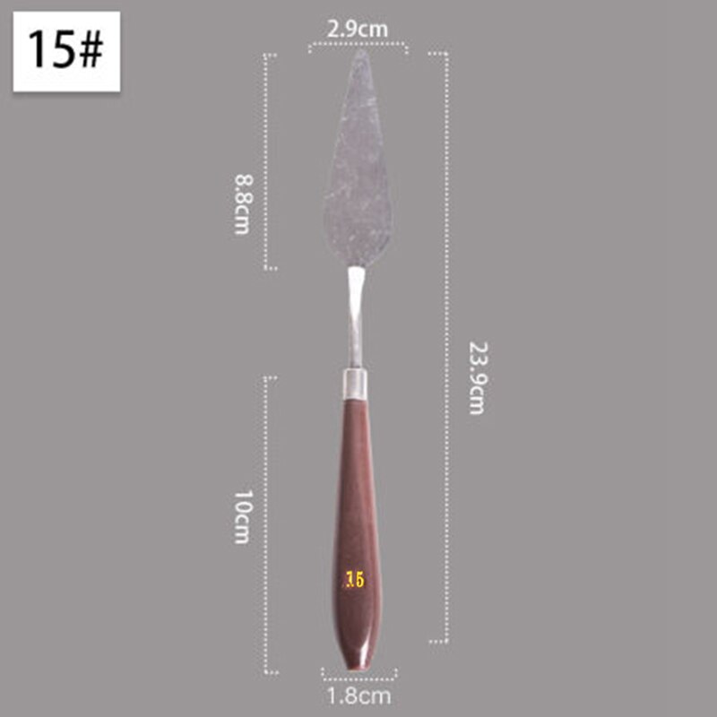 Stainless Steel Oil Painting Knife Brown Handle Spatula Palette Knife Arts Painting Tool Flexible Blades Stationery: NO.15