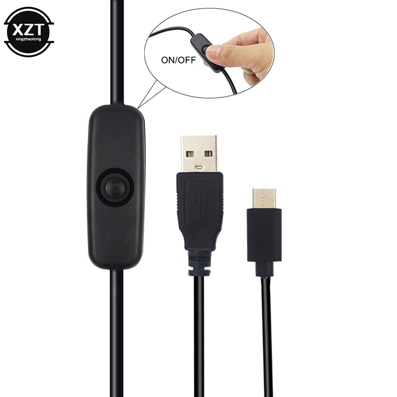 USB a cable micro USB tipo c para Raspberry Pi 3 4 B Cable de carga de fuente de alimentación con encendido/ interruptor de apagado para teléfono portátil 5V 3A/2.5A