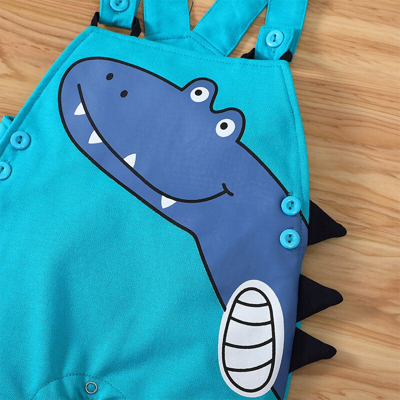 Leuke Katoen Kids Overalls Voor Jongens Jumpsuits Zomer Cartoon Dinosaurus Print Pasgeboren Baby Bib Broek Koreaanse Baby Kleding