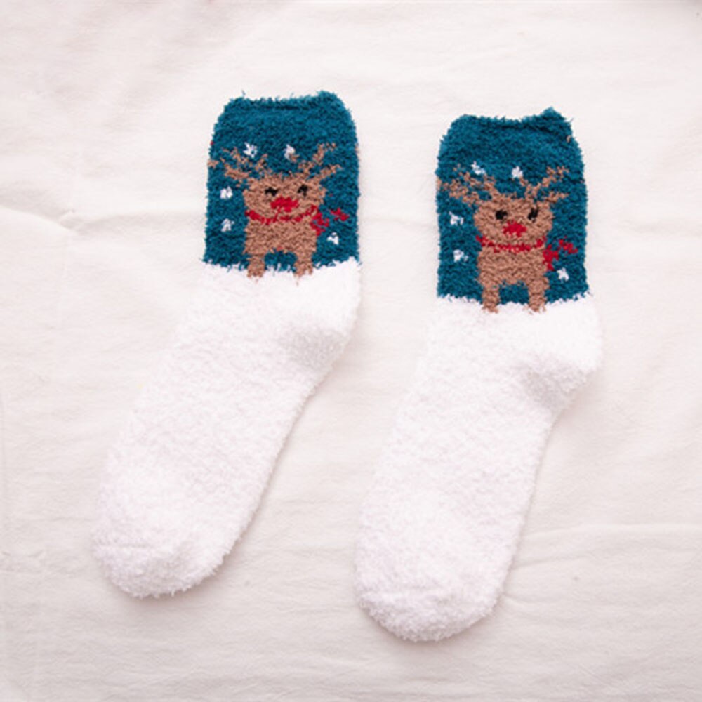 1 Paar Warm Vrouwen Mannen Sokken Kerstcadeau Sok Leuke Dikke Coral Fleece Volwassen Herfst En Winter Kerst Sokken: 9