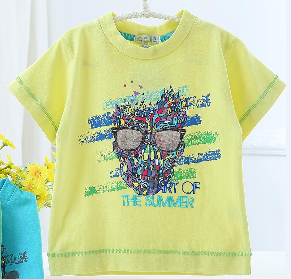 Jongens t-shirt kinderen ronde hals t-shirt kinderen kleding baby zomer jongens meisjes korte mouwen star kinderen katoen jongen tops: yellow / 24M