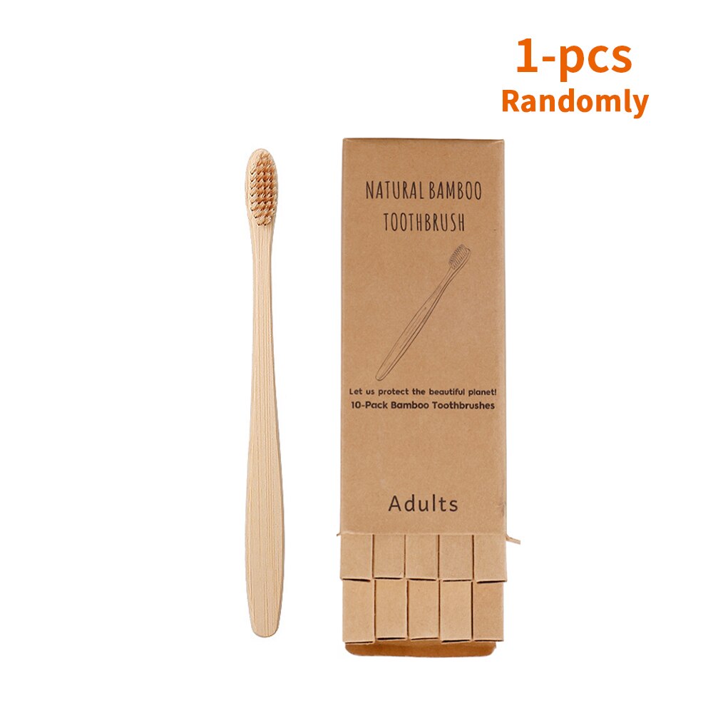 10Pcs Toothbrush Eco-Friendly Rainbow Bamboo Soft Fibre Toothbrush Biodegradable Teeth Brush Solid Bamboo Handle Toothbrush: 1pcs