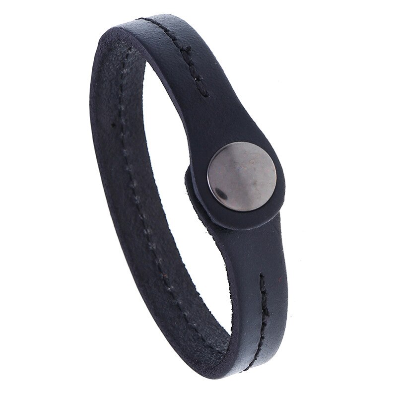 Niuyitid pulseira vintage simples para homens e mulheres, bracelete ajustável de couro, joias estilo punk para homens e mulheres: black-B