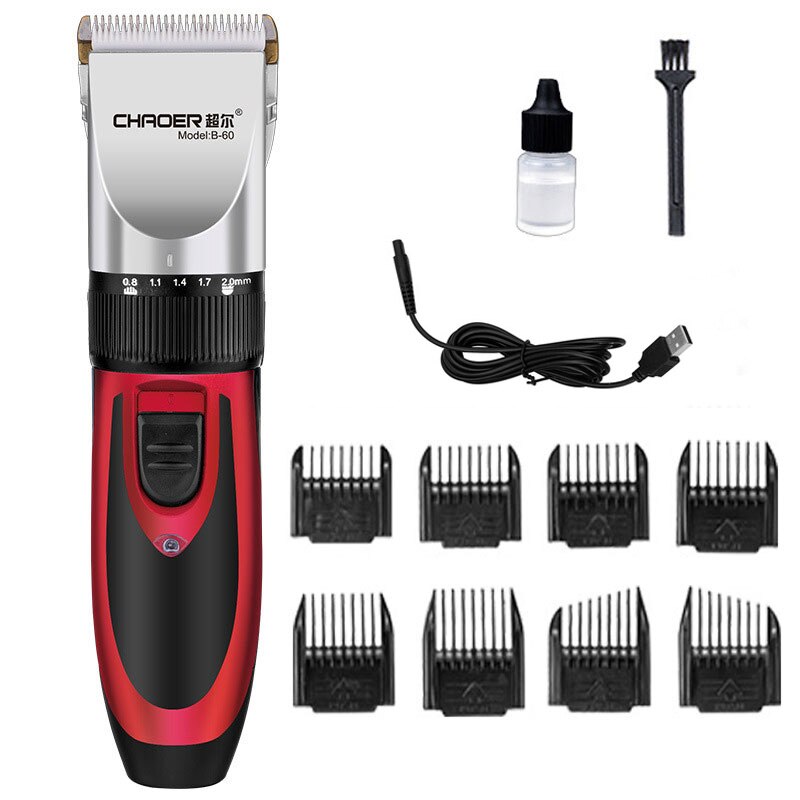 Rechargeable Men Adult Children hair clipper Electric Hair Clipper Electric Haircut Ceramic Hair Clippers Razor: Red