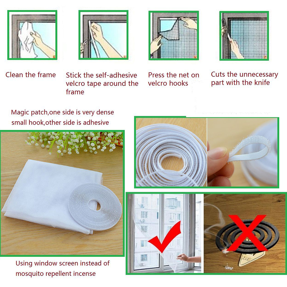 Factory Price! Door Window Flyscreen Wire Net Fly Bug Mosquito Mesh Screen Curtain White 130x150cm
