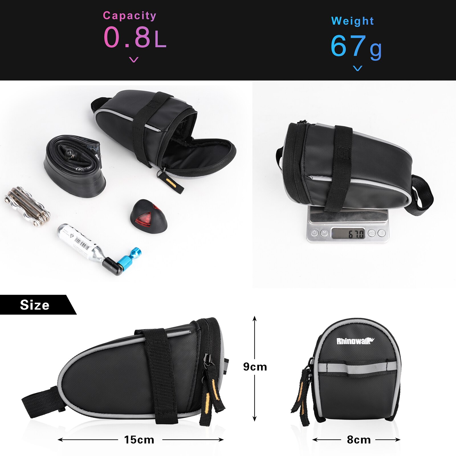 Rhinowalk-bolsa impermeable para SILLÍN de bicicleta, bolsa debajo del asiento, a prueba de lluvia, accesorios para ciclismo de montaña