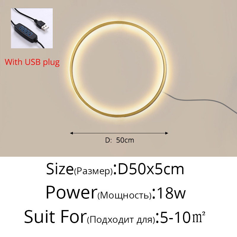 Lámparas de decoración de fondo circulares simples, nuevas luces LED modernas para pared, sala de estar, dormitorio, cabecera, pasillo, iluminación interior: Blanco fresco (5.500-7.000 K) / Azul