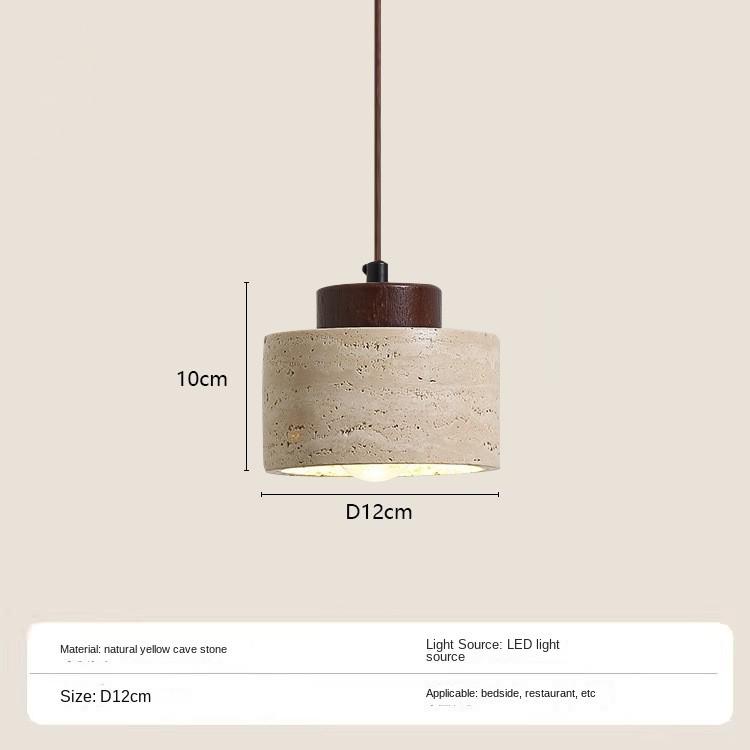 Japanse Stijl Kroonluchter Steen Hanglamp Travertijn Ophanging Plafond Led Hanglamp Kithcen Island Living: Cold White / Donker Kaki