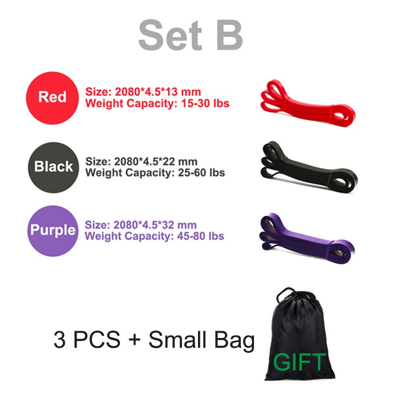 Bandas elásticas de estiramiento para ejercicio, 208cm, asistencia para entrenamiento físico, Pilates, entrenamiento en casa: 3pcs bands Set-B