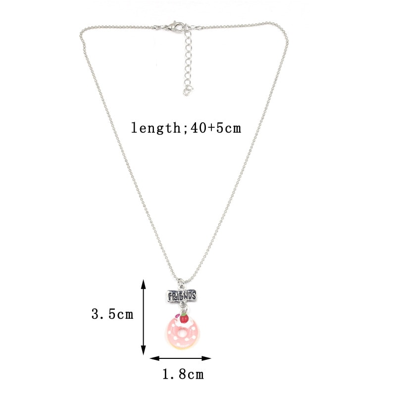 1set(3PCS) Soft Ceramic Doughnut Best Friends Pendant Necklace Cake Girl BFF Necklace Children Jewelry , N-829