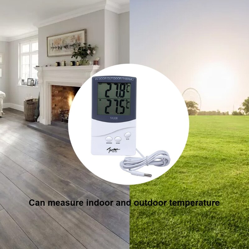 TA338 High-precision Electronic Thermometer with Probe Indoor Outdoor Home Industrial Double Digital Display Thermometer