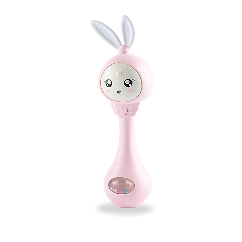 Baby Bunny Rattles Musical Shakers Smooth Hand Drums Molar Teeth Bells Rattles Bites Chews Grasp Training 0-12 Months Baby Toys: Pink