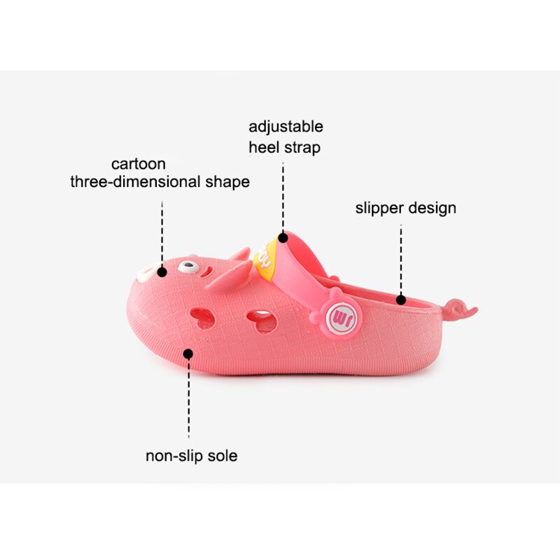 2 in 1 baby sandalen slippers cartoon varken vorm holle sandalen antislip zachte lichtgewicht kinder zomerschoenen