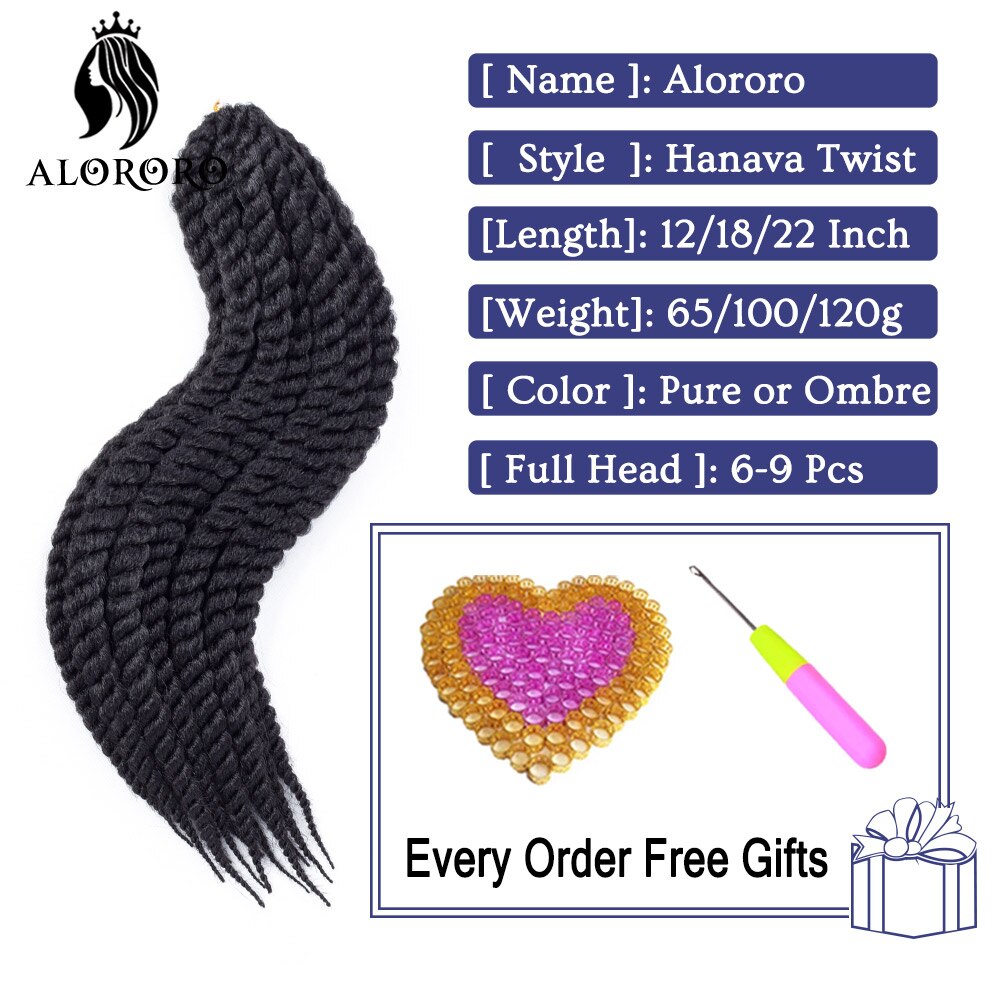 Alororo Havana Mambo Twist Crochet Braids 12'' 18'' 22'' Synthetic Hair Extension for Braids High Temperature Fiber Afro Braid