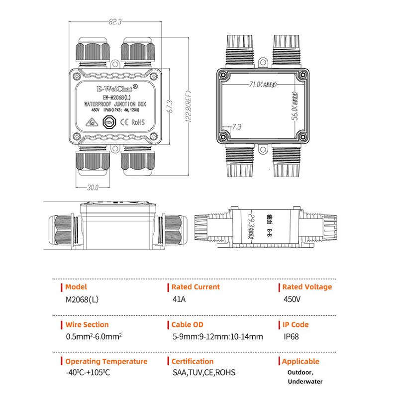 Waterproof Junction Box Electrical Wire Sealed Retardant Outdoor Cable Connector Junction Case for Led Lights Waterproof Box