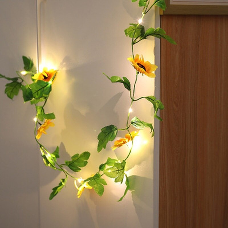 2m 20LED Sunflower Light Garland Wedding Party Room Christmas Bar Party KTV Home Garden Decor