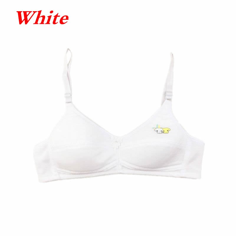 Young Young Girls Bra Teenager Soft Cotton Cartoon No Steel Ring Student Adjustable Lingerie Underwear Teenage Girl Comfortable: White / 12