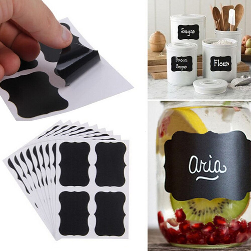 36 unids/set pizarra de tiza pegatinas pizarra artesanía organizador de jarras para cocina etiquetas botella negra pegatinas Stiky DIY