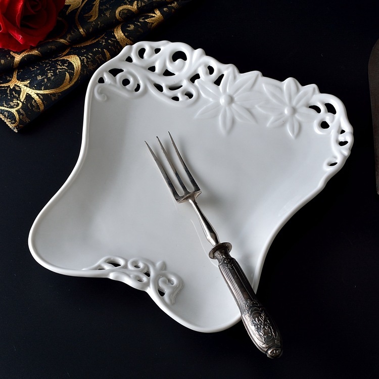 Craft Ceramic Fruit Plate Hollow Gourmet Plate Original Art Plate Flat Plate Plate