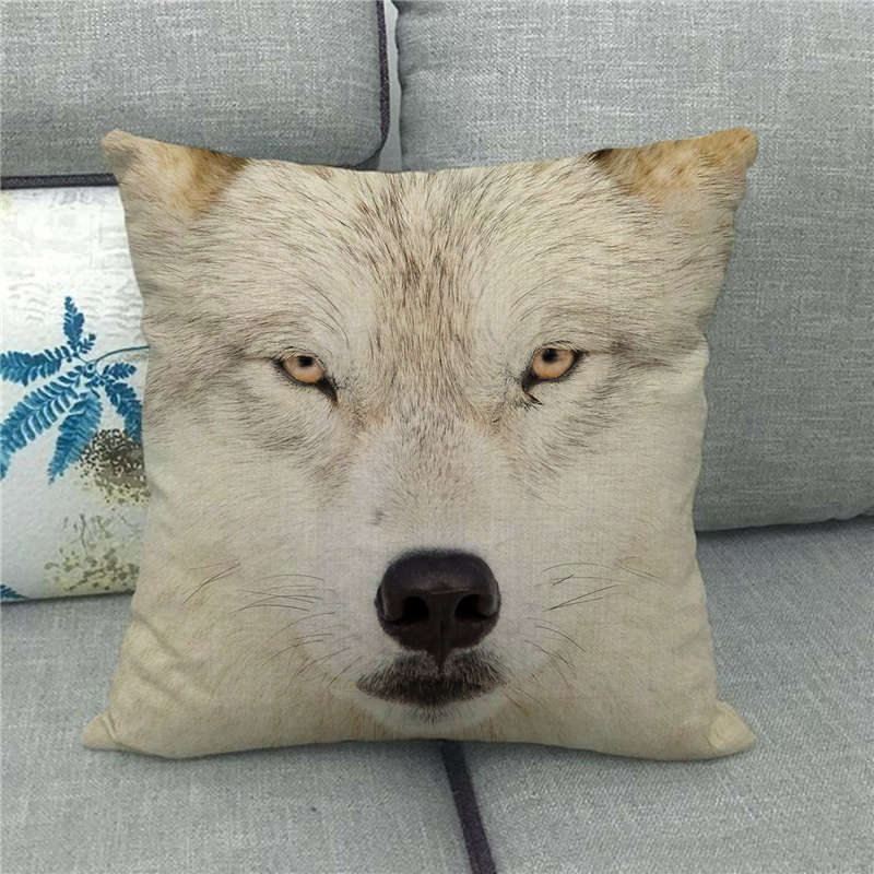 Poszewki na poduszki okrutna bestia wilk poduszka w kształcie zwierzęcia pokrywa 45x45cm dekoracja salonu domu pościel/bawełna poszewka na poduszkę Decor