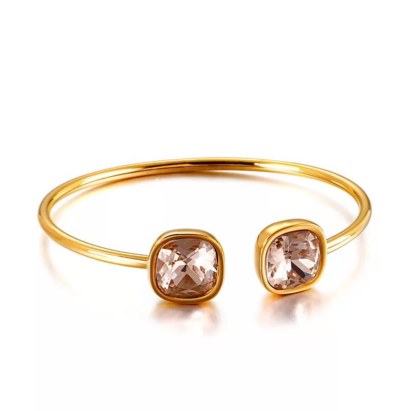 Pulseira feminina de aço inoxidável, joia feminina feita em aço inoxidável com pedra gema aberta: 9