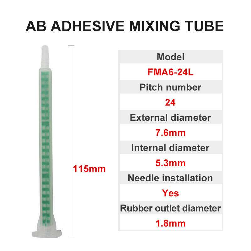 50 stks Epoxy Statische Mixer Lijmen Doseren Mengmondstuk Hars AB Lijmen Mengbuis voor Twee Componenten Vloeistof Mengmachine: GRIJS