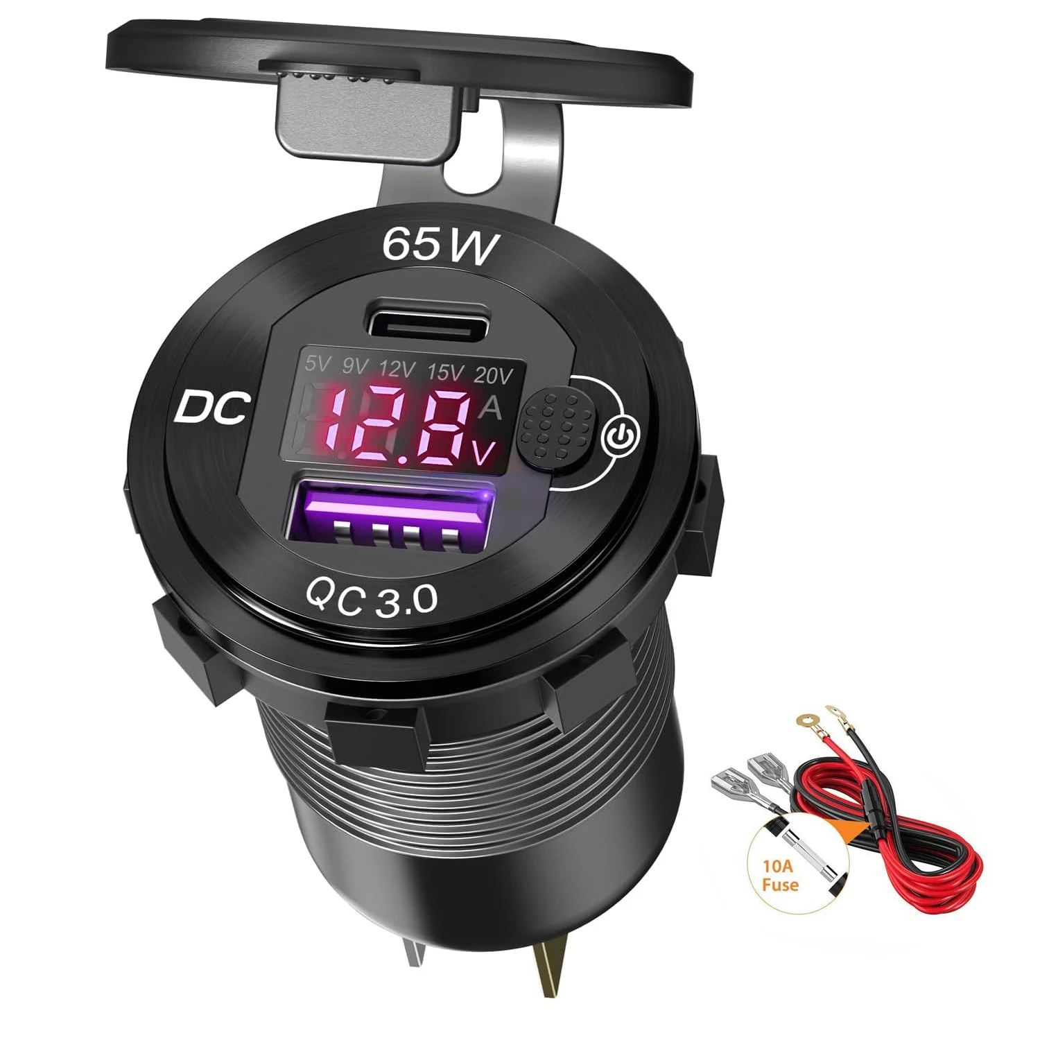 12V/24V USB Auto Ladung 83W PD Typ-C Schnelle Lade Steckdose Laptop Buchse mit Voltmeter motorrad Steckdose Lade Adapter: Orange