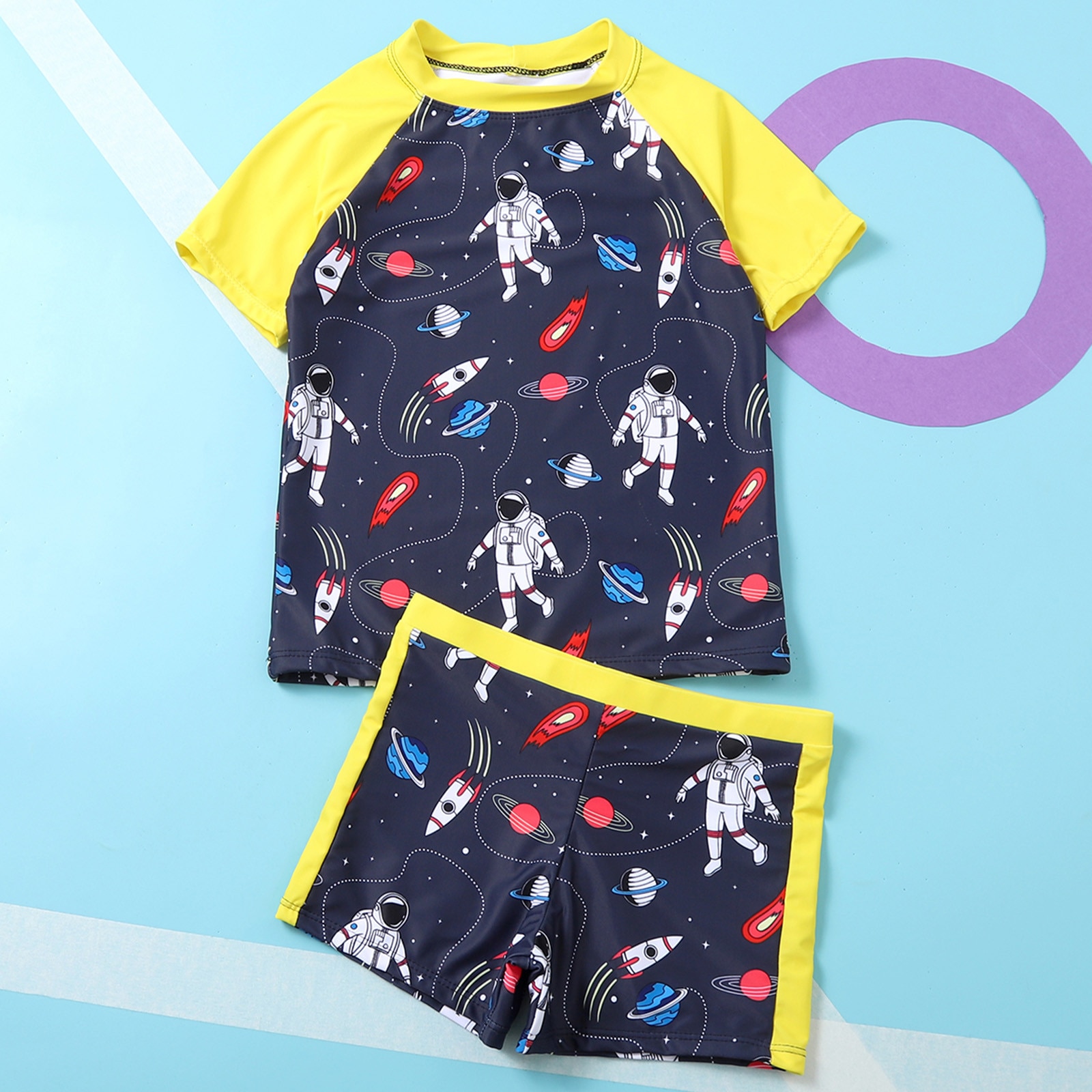 Zomer Cartoons Badmode Voor Peuter Kids Baby Jongens Cartoon Korte Mouwen Badmode Badpak Zomer Outfits Set Детская Одежда