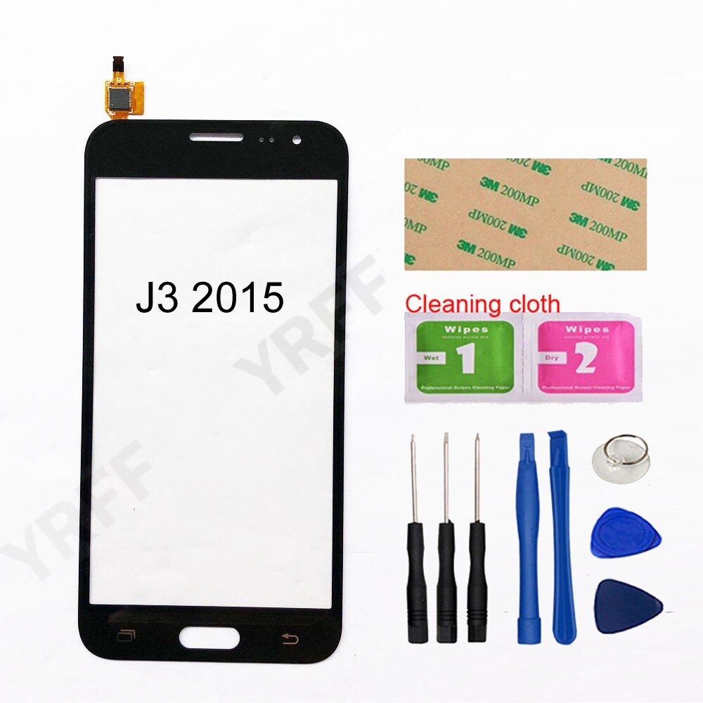 5.0 for for para samsung galaxy j3 2015 digitador da tela de toque sensor toque lente vidro painel: Black And Tools