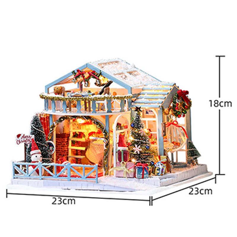 Kid Speelgoed Huisje Villa Poppenhuis Casa Diy Poppenhuizen Miniaturen Kit Poppenhuis Meubels Houten Speelgoed Voor Kinderen Xmas