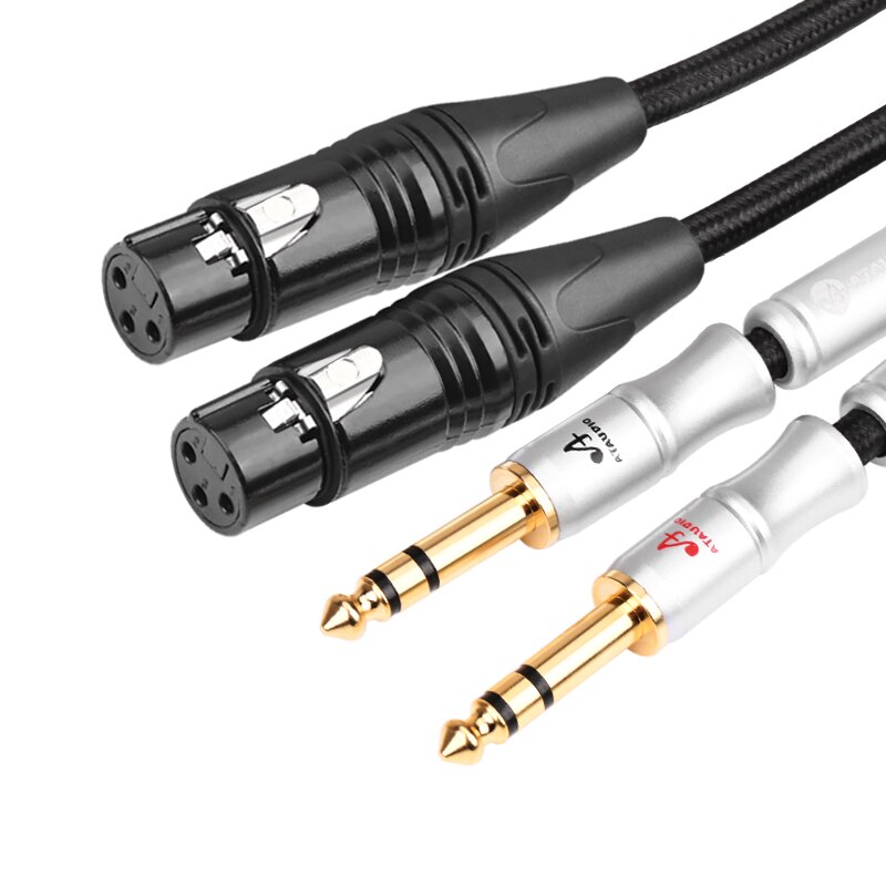 Cable balanceado Hifi de 6,5mm a XLR, Dual TRS de 6,35mm a 3 pines, para micrófono, plataforma, DJ Pro y más: Blanco / <=0,5 m