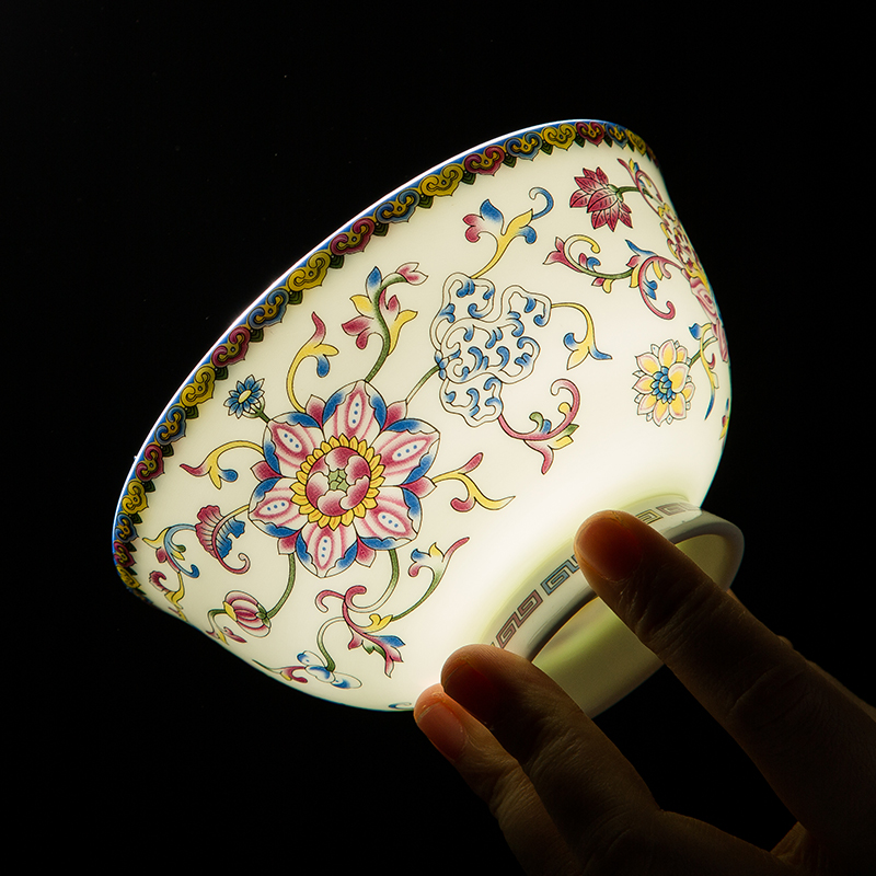 Jingdezhen enamel ceramic bowl Palace luxury bone china noodle bowl Chinese style salad bowl Ceramic tableware