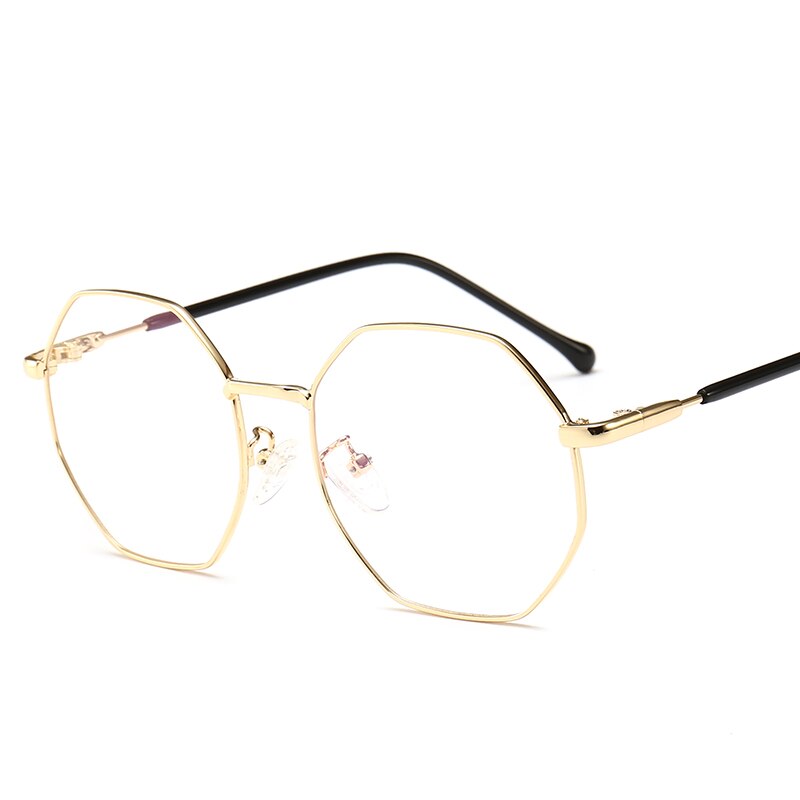 Octagon Glasses Frame Stylish Women Clear Glasses Brand lentes opticos mujer Nerd Frames Oculos de grau feminino: Gold