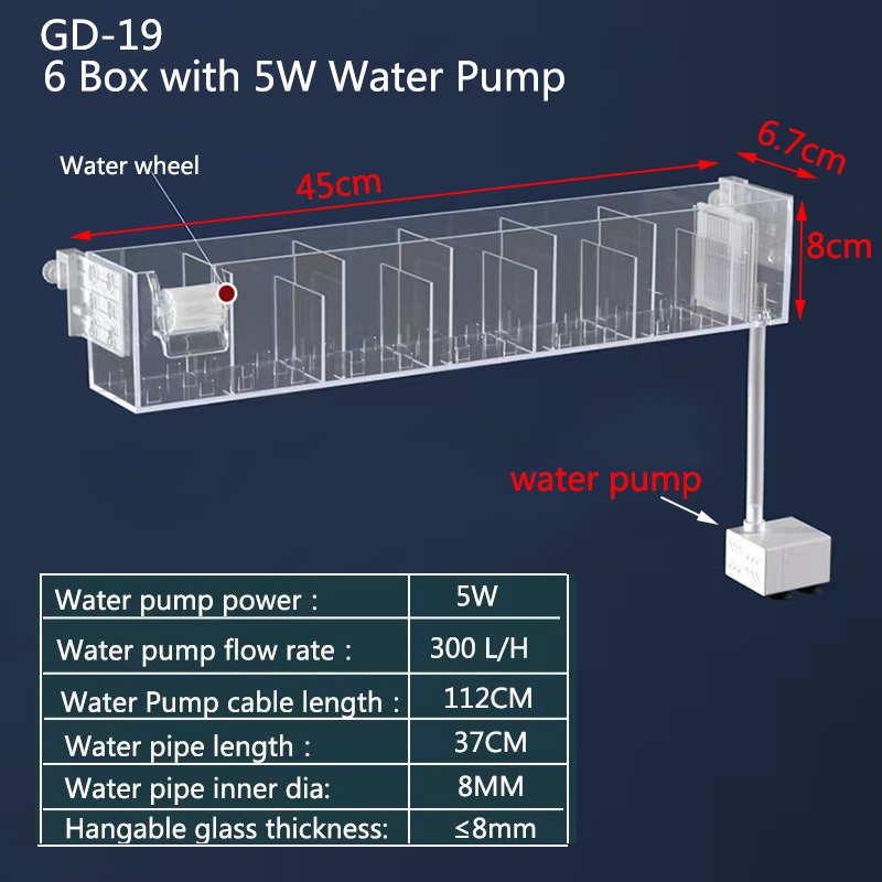 Aquarium Wasserfall Filter Box Wand Montiert Integrierte Stille Zirkulierende Wasser Reiniger Für Aquarium Tank Box Mit Wasser Pumpe: L / Blau