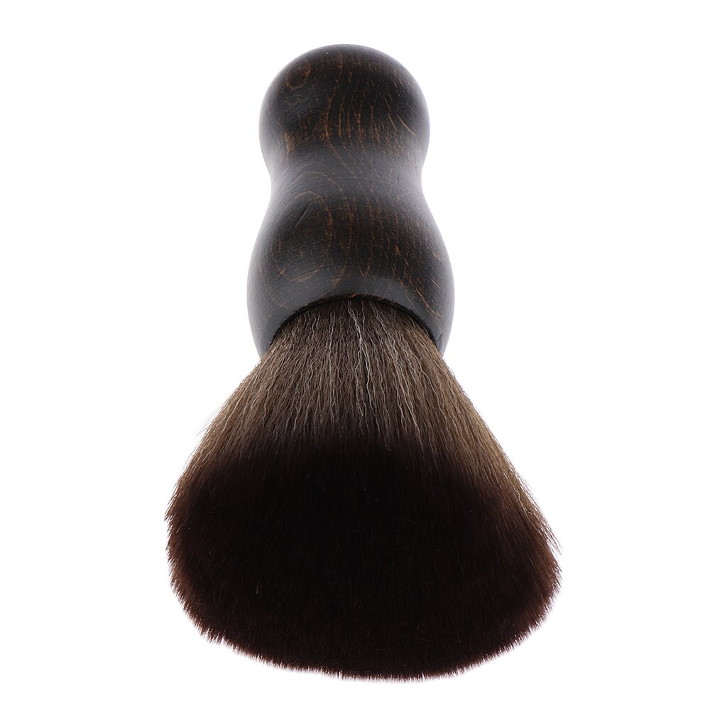 Plumeau doux pour le cou, brosse propre pour coupe de cheveux, Salon de coiffure, poignée en bois
