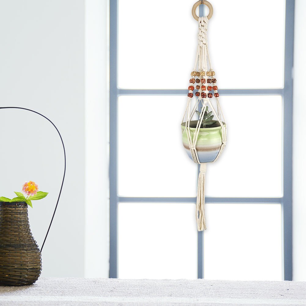 Macrame Plant Hanger Baskets Flower Pot Holder Balcony Wall Hanging Planter Decor Knotted Lifting Rope Home Garden