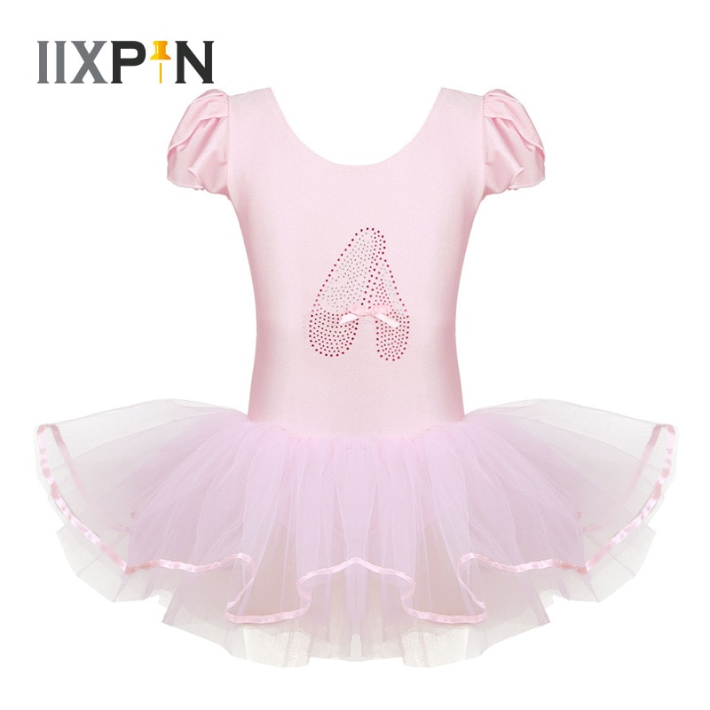 IIXPIN Girls Ballet Tutus Fairy Dance Ruffled Cap Sleeves Sequined Ballerina Shoe Ballet Dance Gymnastics Leotard Tutu Dress