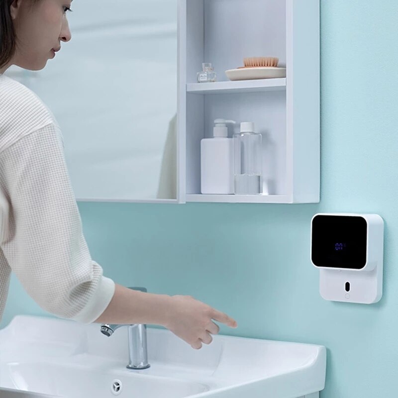 Automatic Induction Foaming Hand Washer LED Display Screen Washing Machine Infrared Sensor Soap Dispenser For Bathroom Wall